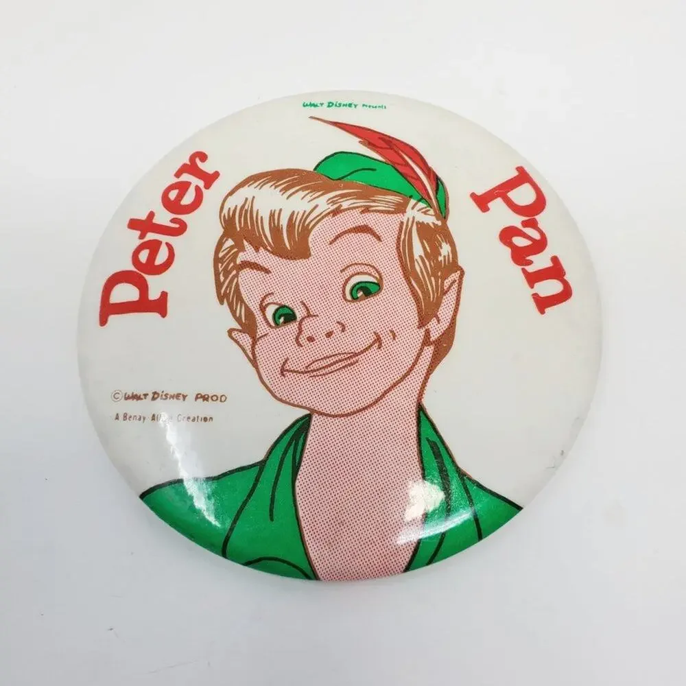 Vintage Walt Disney Productions Peter Pan Large Round Button